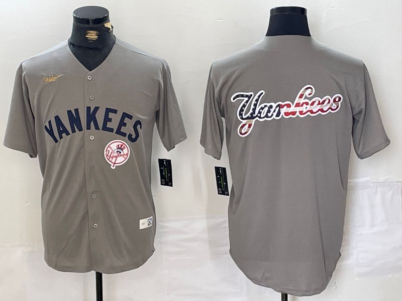 Men New York Yankees Blank Grey Throwback Nike Game 2024 MLB Jersey style 10->new york yankees->MLB Jersey